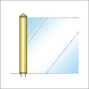 ガラススクリーンポール（ブースバー） Pタイプ 角二方 26mm（角型） x L200mm 四角すい頭 インロー固定 ゴールドの画像