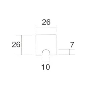 ガラススクリーンポール（ブースバー） Pタイプ 一方 26mm（角型） x L200mm 四角すい頭 ボルト固定 ゴールドの画像