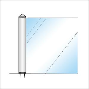 ガラススクリーンポール（ブースバー） Pタイプ 一方 40mm（角型） x L350mm 四角すい頭 インロー固定 クロームの画像
