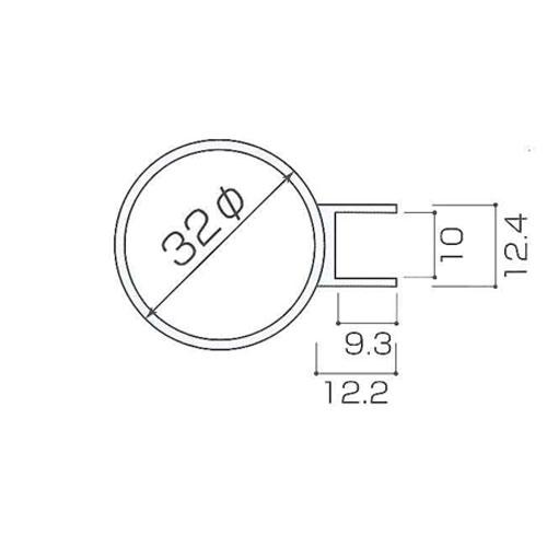 ガラススクリーンポール（チャンネルポール） Sタイプ 一方 32mm x L250mm ボール頭35 ボルト固定 クローム_1