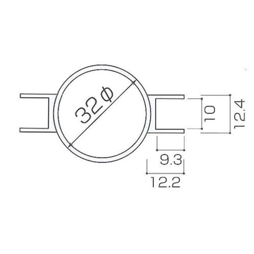 ガラススクリーンポール（チャンネルポール） Sタイプ 平二方 32mm x L250mm ボール頭35 ボルト固定 クローム_1