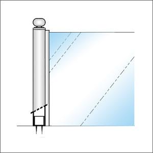 Sタイプ 平二方 32mm x L400mm ギボシ頭 【ユニオン】 インロー固定 クローム
