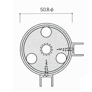 ガラススクリーンポール（チャンネルポール） Sタイプ 角二方 50mm x L300mm 半球頭 ボルト固定 クロームの画像