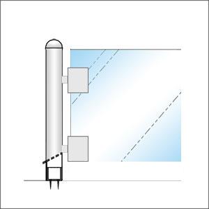 ガラススクリーンポール（ホルダータイプ） Sタイプ 一方 32mm x L400mm 半球頭 インロー固定 クローム_3
