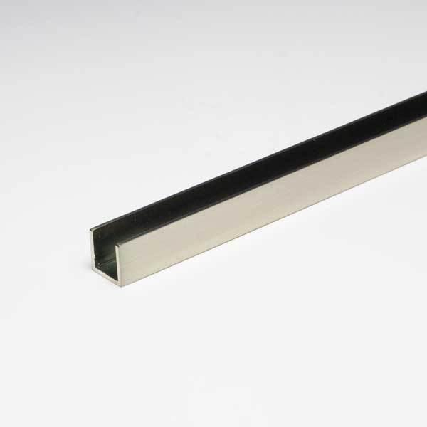 真鍮チャンネル（ガラススクリーンポールSタイプ用下レール） 9.9（内寸7.5mm）ｘ10mmｘ3000mm ニッケルサテン