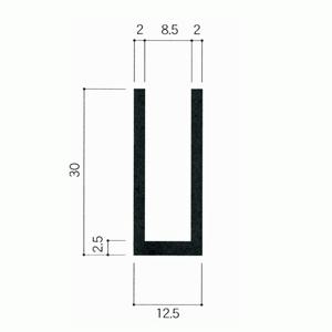 真鍮チャンネル（ガラススクリーンポールSタイプ用下レール） 12.5（内寸8.5mm）ｘ30mmｘ1500mm ニッケルサテン｜e-kanamono｜02