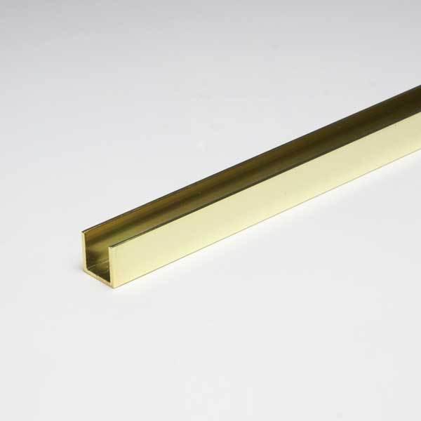 真鍮チャンネル（ガラススクリーンポールSタイプ用下レール） 12.5（内寸8.5mm）ｘ30mmｘ1000mm ゴールド