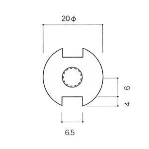 ガラススクリーンポール（ブースバー） Sタイプ 平二方 20mm x L200mm キリコミ平頭 インロー固定 クローム｜e-kanamono｜02