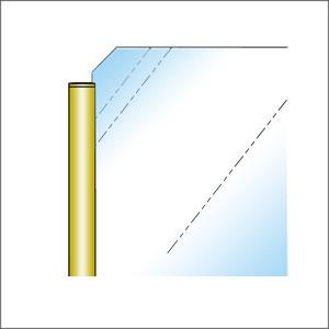 ガラススクリーンポールSタイプ フレーム 一方 30mm（角型） x L200mm キリコミ平頭 ゴールド｜e-kanamono｜04