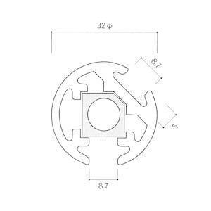 ガラススクリーンポール（ブースバー） Sタイプ 135度二方 32mm x L300mm ギボシ頭 インロー固定 ニッケルサテンの画像