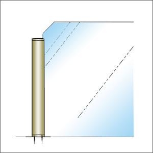 ガラススクリーンポール（ブースバー） Sタイプ 平二方 32mm x L200mm キリコミ平頭 インロー固定 ニッケルサテン｜e-kanamono｜03