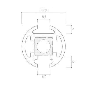 ガラススクリーンポール（ブースバー） Sタイプ 平二方 32mm x L200mm