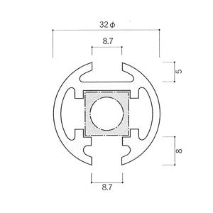 ガラススクリーンポール（ブースバー） Sタイプ 平二方 32mm x L250mm 