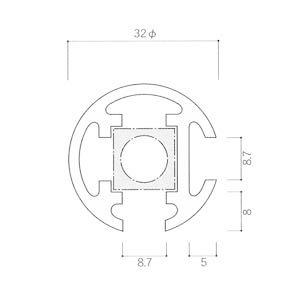 ガラススクリーンポール（ブースバー） Sタイプ 角二方 32mm x L300mm ギボシ頭 インロー固定 ニッケルサテンの画像