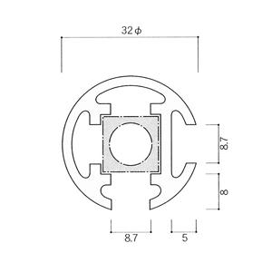 ガラススクリーンポール（ブースバー） Sタイプ 角二方 32mm x L500mm ボール頭45 丸座固定（55mm）クロームの画像