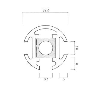 ガラススクリーンポール（ブースバー） Sタイプ 三方 32mm x L250mm 半球頭 丸座固定（65mm）クローム_2