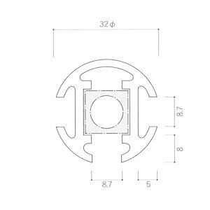 ガラススクリーンポール（ブースバー） Sタイプ 三方 32mm x L400mm ボール頭35 丸座固定（55mm）ニッケルサテンの画像