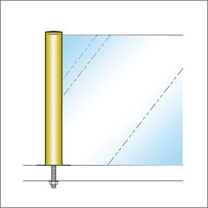 セールクーポン ガラススクリーンポール（ブースバー） Sタイプ 一方 38mm x L200mm 平頭 ボルト固定 ゴールド