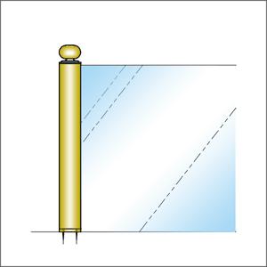 東京正規取扱店 ガラススクリーンポール（ブースバー） Sタイプ 一方 38mm x L250mm ギボシ頭 インロー固定 ゴールド