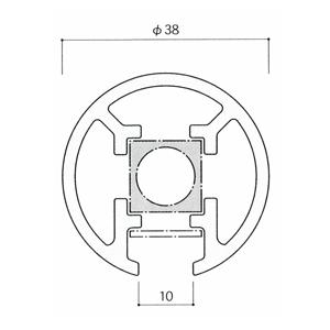 ガラススクリーンポール（ブースバー） Sタイプ 一方 38mm x L500mm 半球頭 ボルト固定 クローム_2