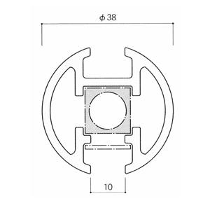 ガラススクリーンポール（ブースバー） Sタイプ 平二方 38mm x L500mm 半球頭 ボルト固定 クローム_2