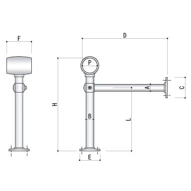 足掛金物 CPB-1 足掛ブラケット 32mm エンド用 クローム カウンター 足