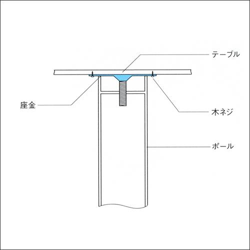 DSPポール脚用 天板三角受座（50〜60mmポール用） 110mm