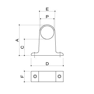 パイプブラケット 32mm A型(M) HRB-1Mセンター用 クロームメッキ｜e-kanamono｜02