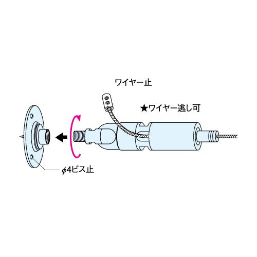 ワイヤーテンショナー RDP-079A 1.5〜2.5mmワイヤー対応 ボルトタイプ 50mm（上下・水平・斜め張り）｜e-kanamono｜03