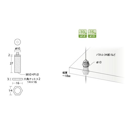 ワイヤーロック RWL-084A 1.2〜1.5mmワイヤー対応 ロックネジL｜e-kanamono｜02