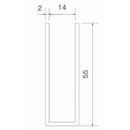 ステンレス厚口破損止 チャンネル材 12mm用x55x3000mm ヘアライン_1
