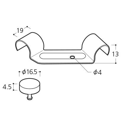 組立パイプシステム UPS-19C 19mm丸パイプ用 連続棚受（ゴムクッション付属） クロームメッキ 4個入 |  | 01