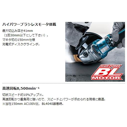 マキタ 150mm 充電式 ディスクグラインダ GA033GZ 本体のみ 40V マキタ 150mm 充電式 ディスクグラインダ GA033GZ 本体のみ 40V