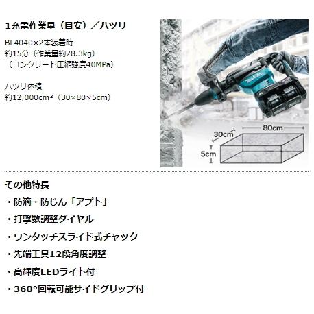 マキタ 充電式ハンマ HM002GZK 本体のみ ケース付 80V 40Vx2 マキタ 充電式ハンマ HM002GZK 本体のみ ケース付 80V 40Vx2