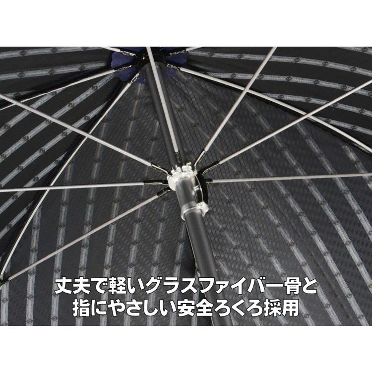 傘 メンズ 長傘 ジャガード 8本骨 雨傘 フランス製 手開き 木製手元