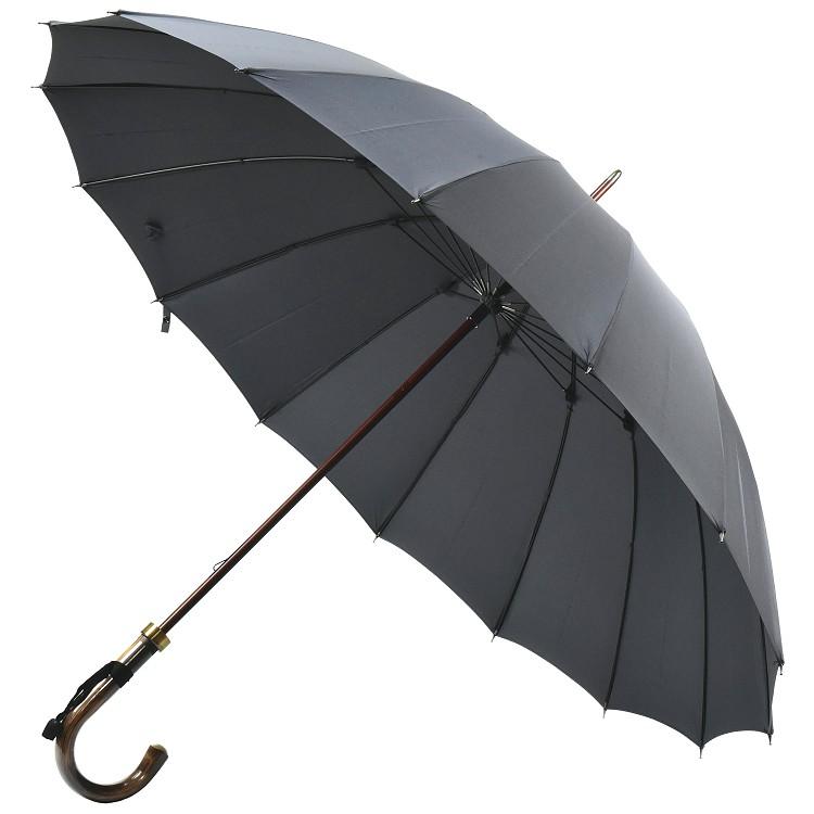 前原光榮商店　紳士　雨傘　トラッド-16-ロング-カーボン メンズ雨傘】トラッド-16-ロング-カーボン-アイアンブルー