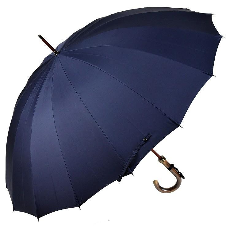 前原光榮商店　紳士　雨傘　トラッド-16-ロング-カーボン メンズ雨傘】トラッド-16-ロング-カーボン-レイブンブラック