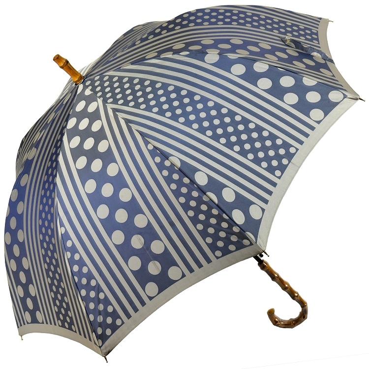 新品☆槙田商店 レディス傘 kirie(ドットストライプ) シンプルで使いやすいレディース長傘！晴雨兼用雨傘8本骨60cm