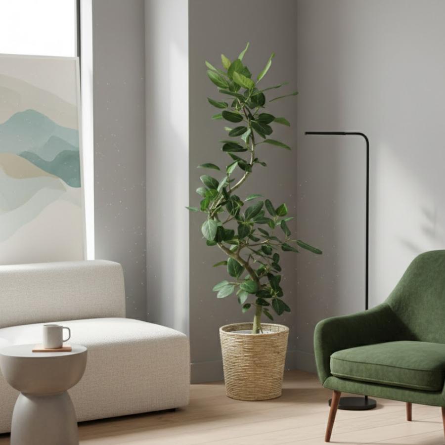 送料無料 観葉植物 フィカス ベンガレンシス幹曲り10号 立札