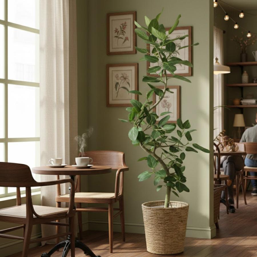 送料無料 観葉植物 フィカス ベンガレンシス幹曲り10号 立札