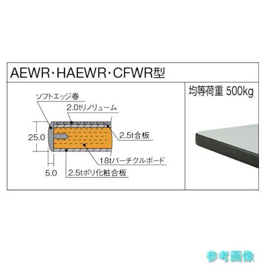 メーカー直送(北海道・沖縄・離島は除く) (TRUSCO) AEWR-1275F2 中荷重作業台(500kg)AEW型 1200X750XH740 2段引出付 ダークグレー色_3