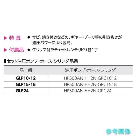 製造会社直送 (百貨店) GLP18 2本爪油圧プーラセット(油圧揚水機HP500AN・配管HH2N・円柱GPC1518)最高限度当てはめる外径:450