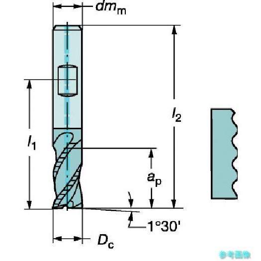 (SANDVIK) R215.34C08040-DS09K(1640) コロミルプルーラ 超硬ソリッドエンドミル(730) 1640 【1個】_1