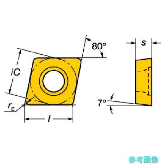 SANDVIK CCMT 09 T3 02-KF(H13A) コロターン107 旋削用ポジチップ(120) H13A 【10個】_2