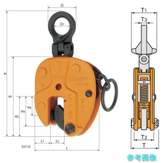 スーパー SVC1ENRF タテ吊クランプ 自在型ロックハンドル式 細目仕様 基本使用荷重1t(RFIDチップ搭載/S・M・A・Я・T管理アプリ対応)_2