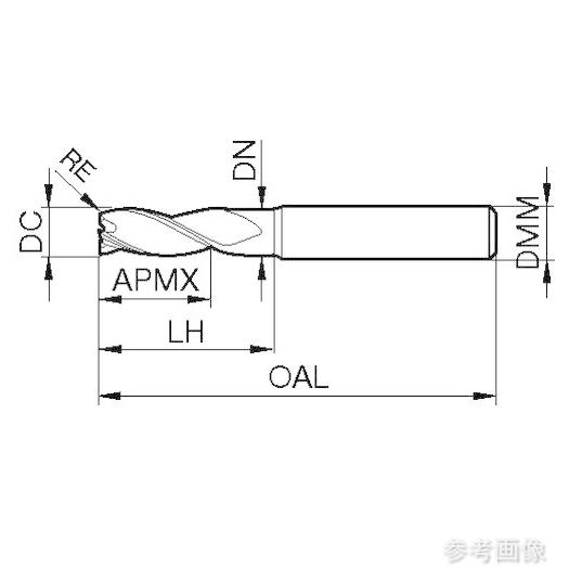 (GUHRING) 8256 4.005 アルミ用3枚刃高能率エンドミル エクストラロング Carbo+コート コーナーR付き 4mm RE:0.5m_1