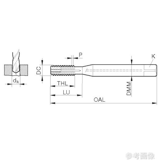 (GUHRING) 8091 6.000 アルミ用フォーミングタップ メ-トル並目ねじ M6 アキシャルクーラント穴付き オーバーサイズ_1
