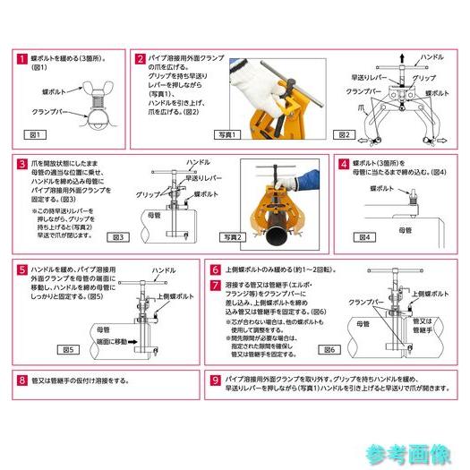 スーパー WOC12 パイプ溶接用外面クランプブリッジ 適応パイプ:(呼び)4~12B、(外径D)110~320の画像