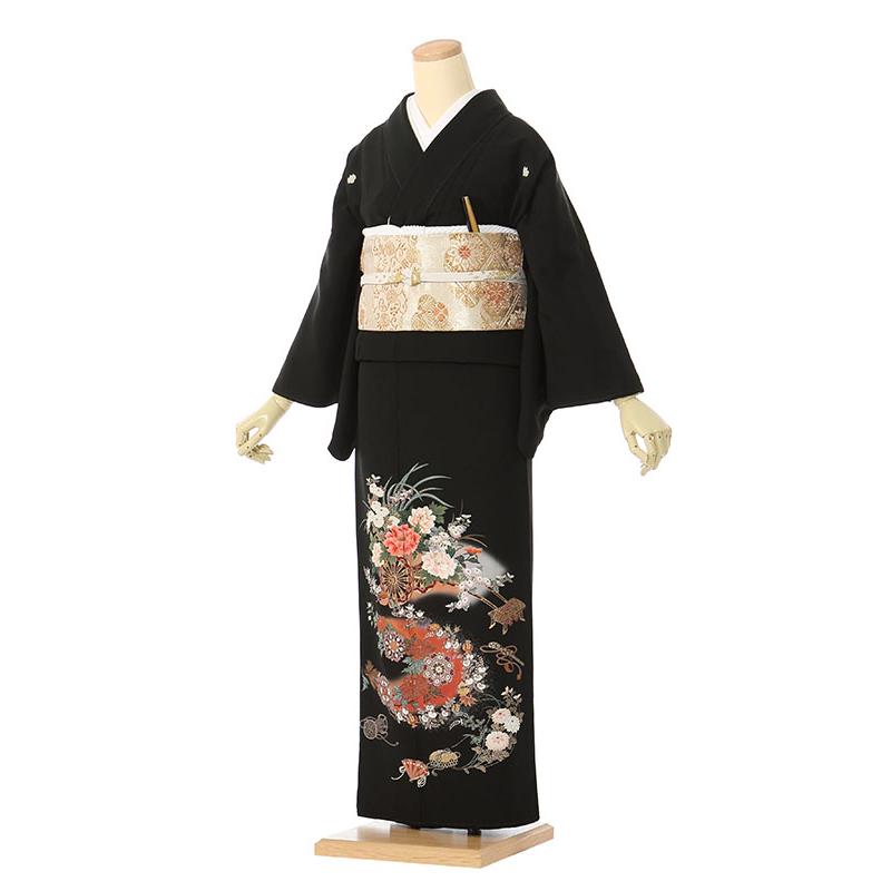 黒留袖|Mサイズ|145〜152cm|7〜13号|正絹|黒留袖フルセット| 黒留袖