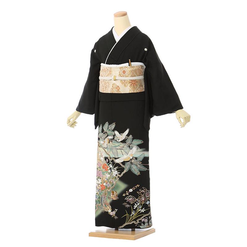 黒留袖|Mサイズ|145〜155cm|7〜13号|正絹|黒留袖フルセット| 黒留袖